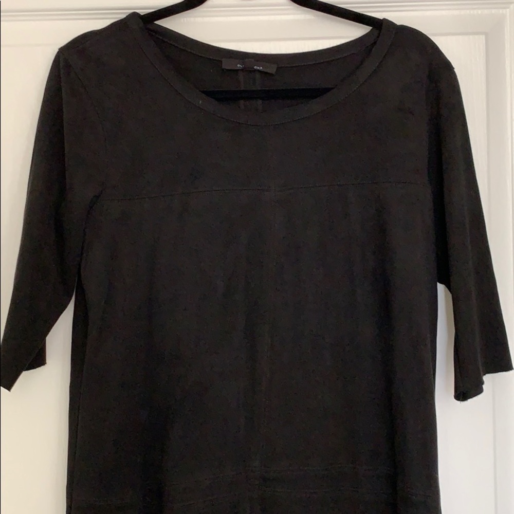 Olivaceous faux suede black dress